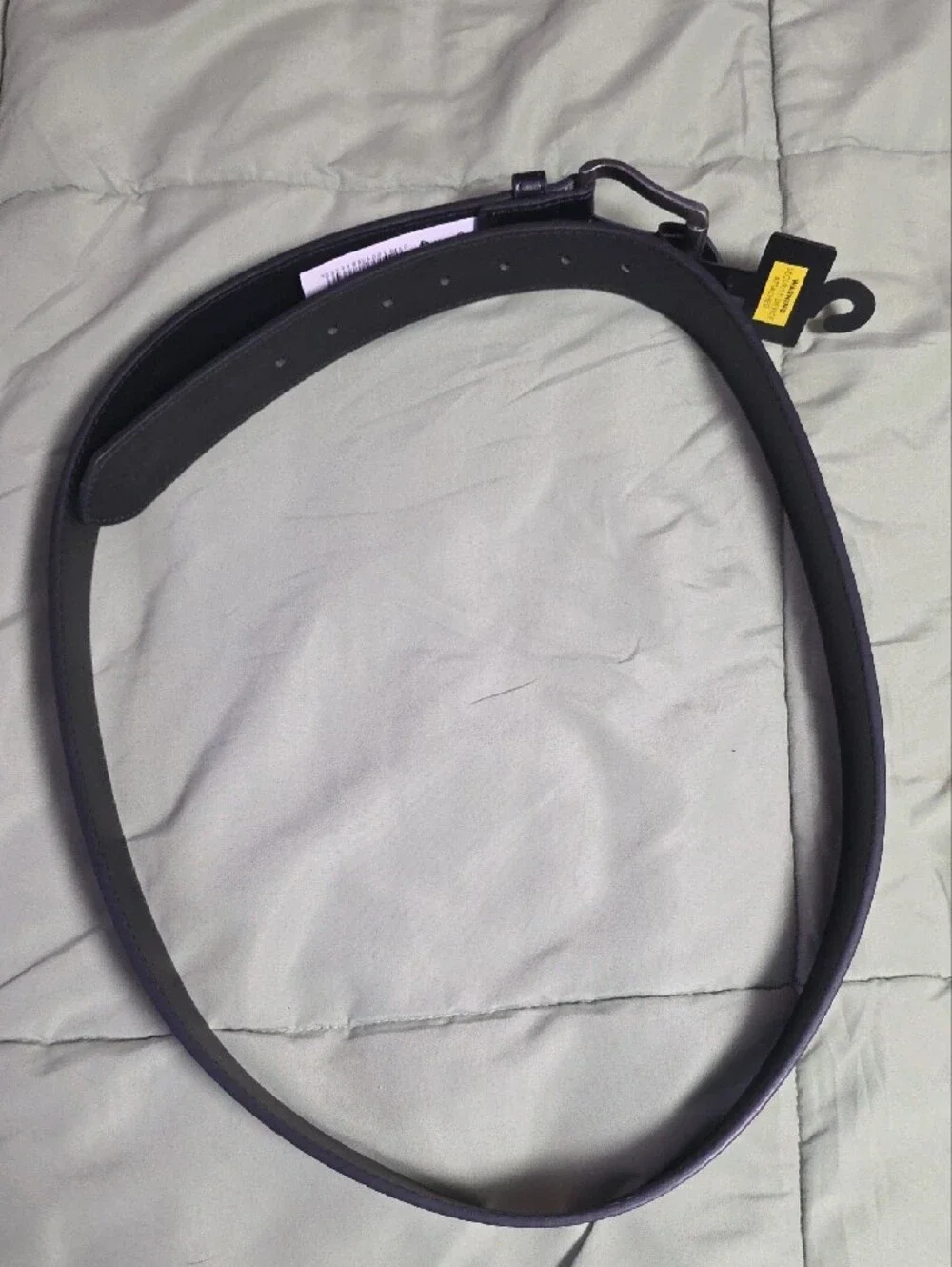 Beverly Hills Polo Club Black Men's Leather Belt with Gunmetal Buckle